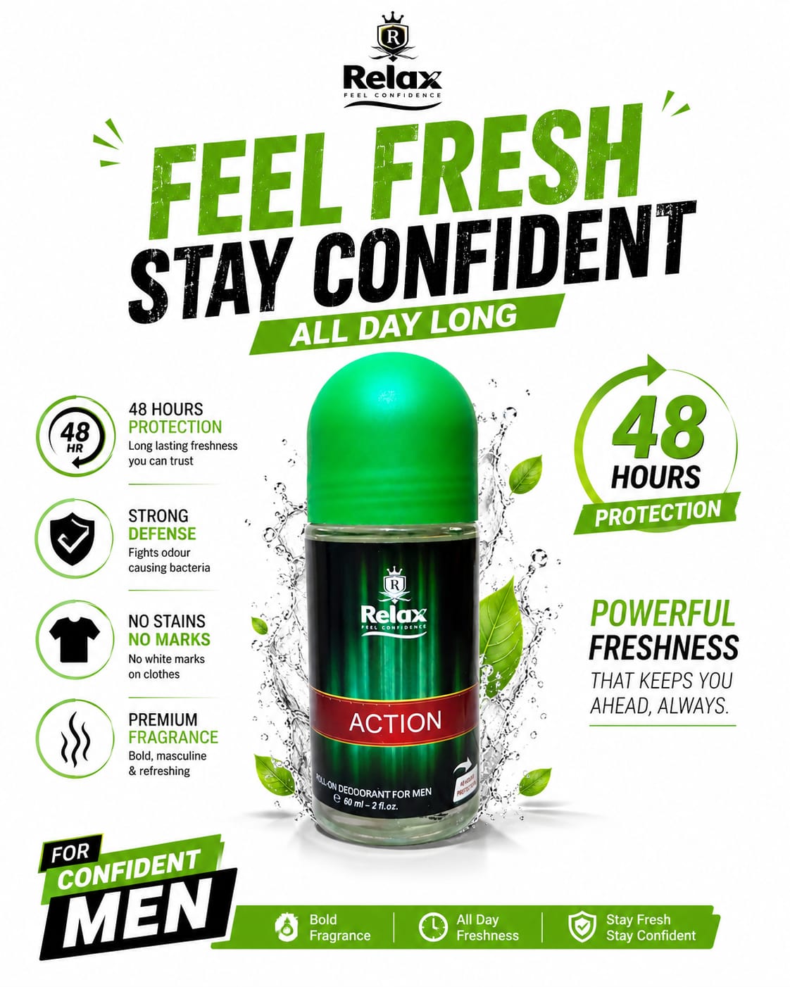 Relax Deodrant For Men 60ml Action
