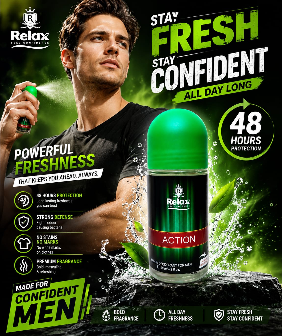 Relax Deodrant For Men 60ml Action