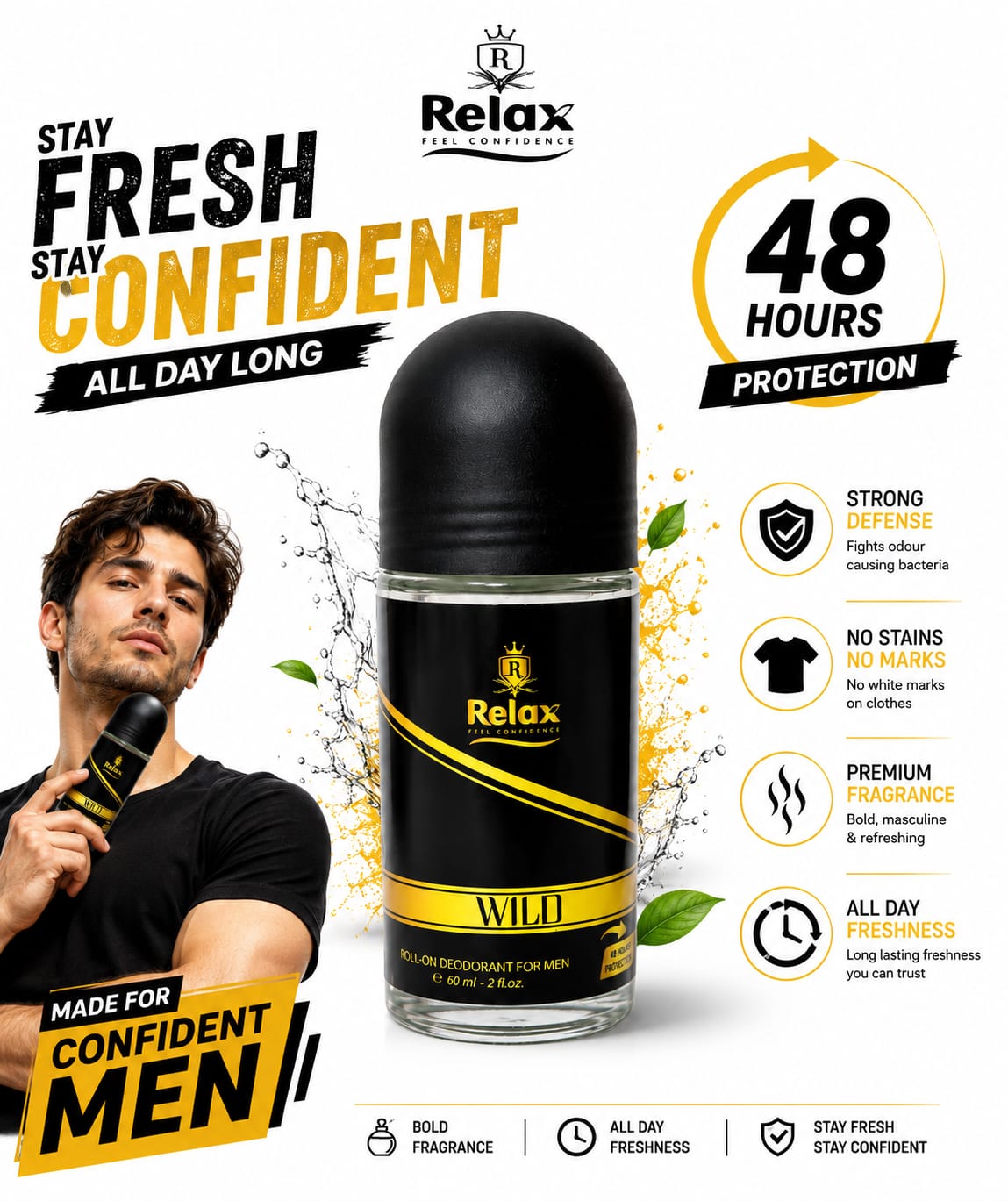 Relax Deodrant For Men 60ml Wild