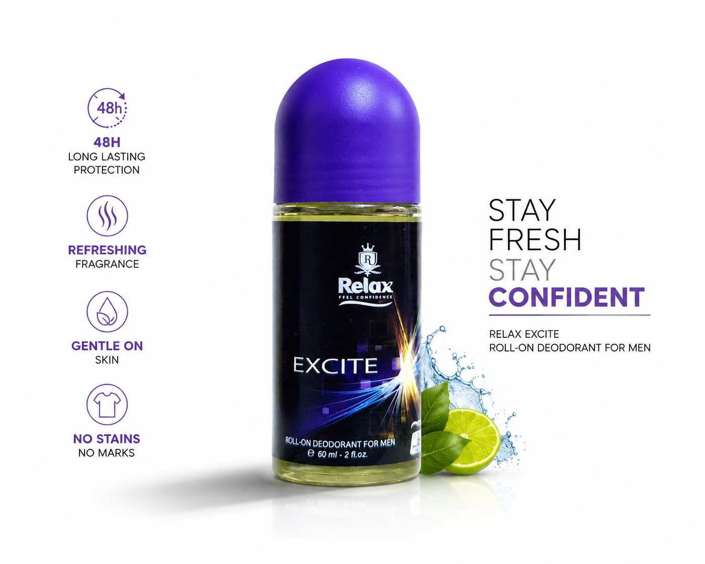 Relax Deodrant For Men 60ml Excite