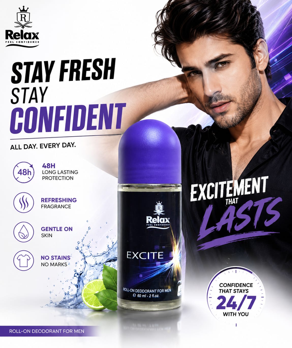 Relax Deodrant For Men 60ml Excite